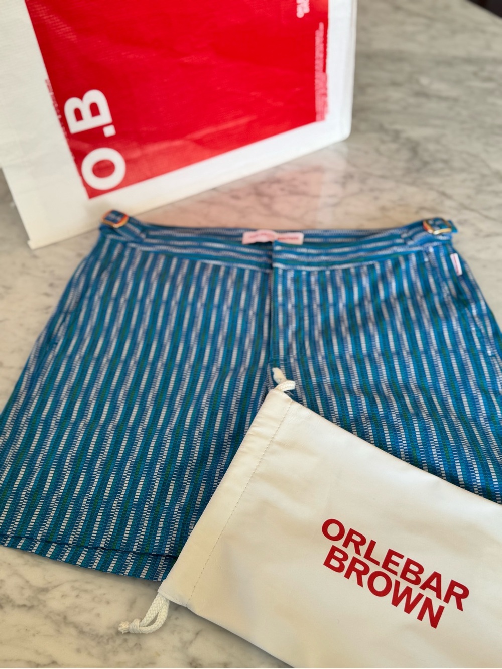 Orlebar Brown Bulldog Swim Shorts – Blue Stripe (30)